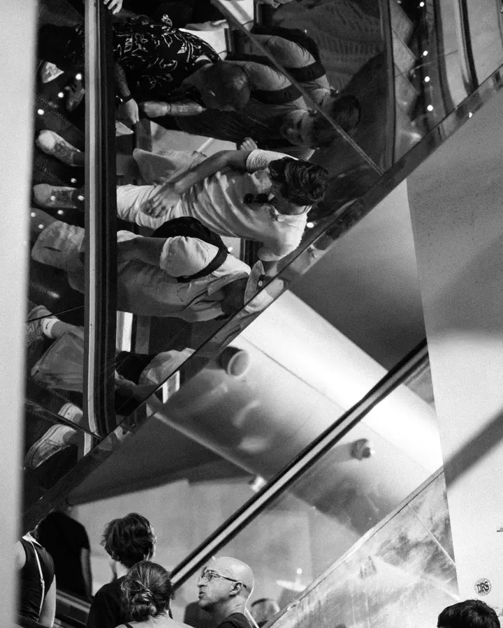 Escalator reflections