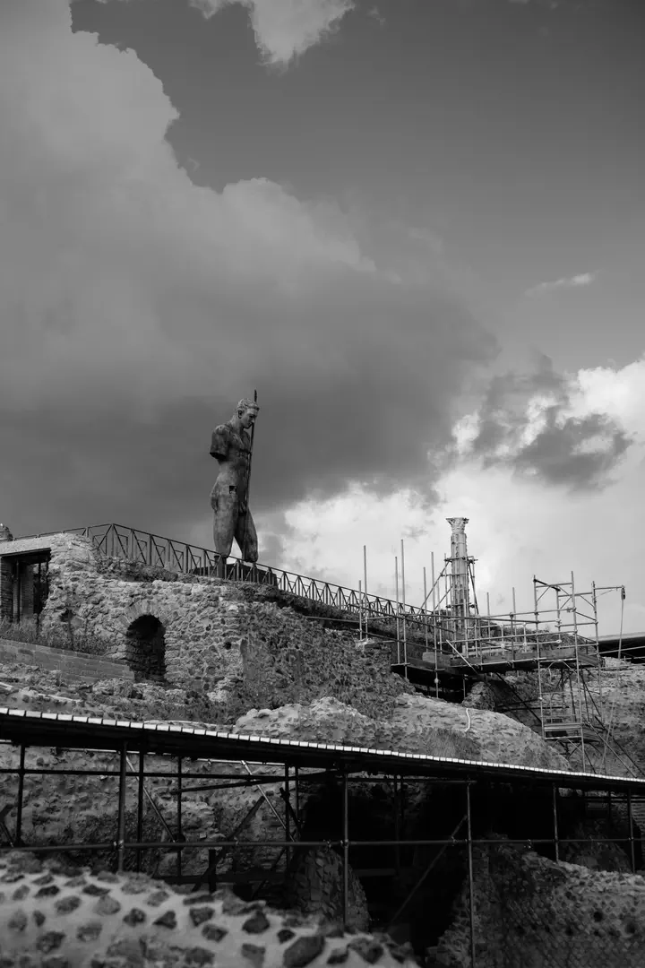 Overlooking statue, rain approaching